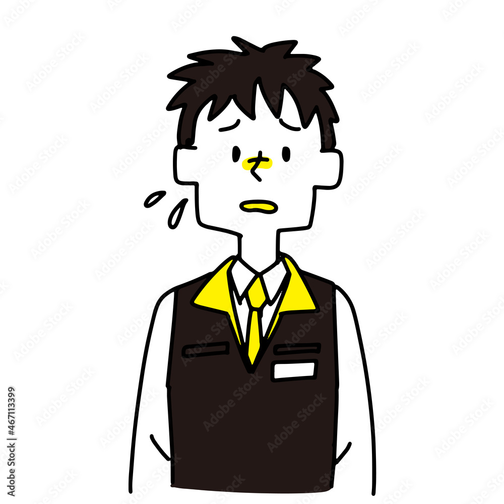 困惑している家電量販店の男性店員