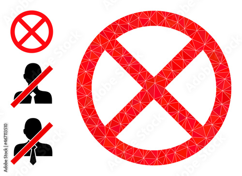lowpoly stopped icon, and similar icons. Polygonal stopped vector is combined with chaotic triangles. Flat geometric polygonal illustration is based on stopped pictogram.