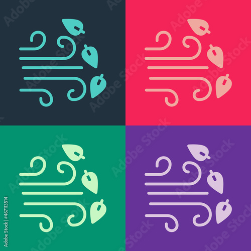 Pop art Windy weather icon isolated on color background. Cloud and wind. Vector