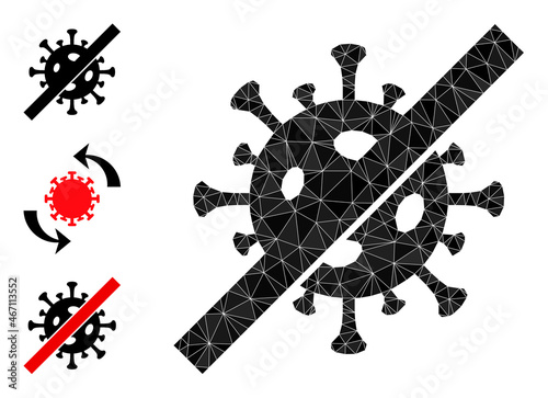 lowpoly no flu virus icon, and similar icons. Polygonal no flu virus vector is designed with randomized triangles. Flat geometric lowpoly illustration is created from no flu virus pictogram.