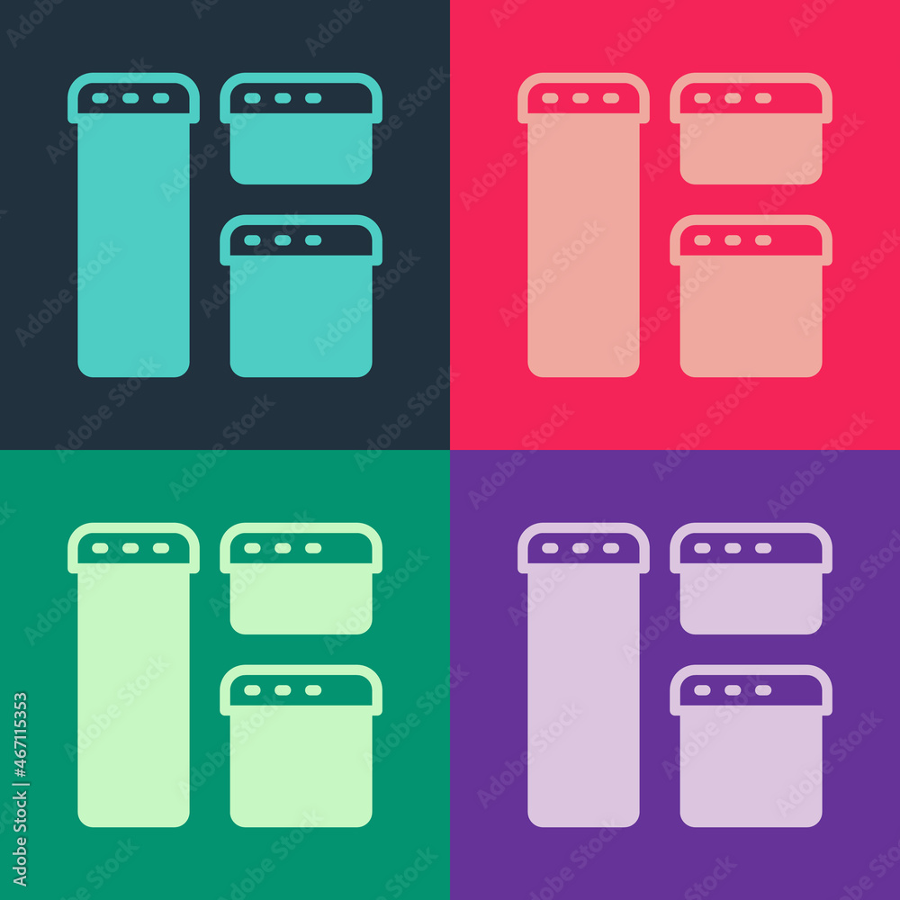 Pop art Browser window icon isolated on color background. Vector