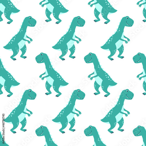 Fototapeta Naklejka Na Ścianę i Meble -  Vector seamless pattern with cute dinosaurs on a white background
