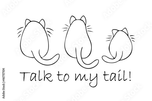 Canvas Print Three fat cats looking away, Talk to my back message, funny cat card, arrogant c