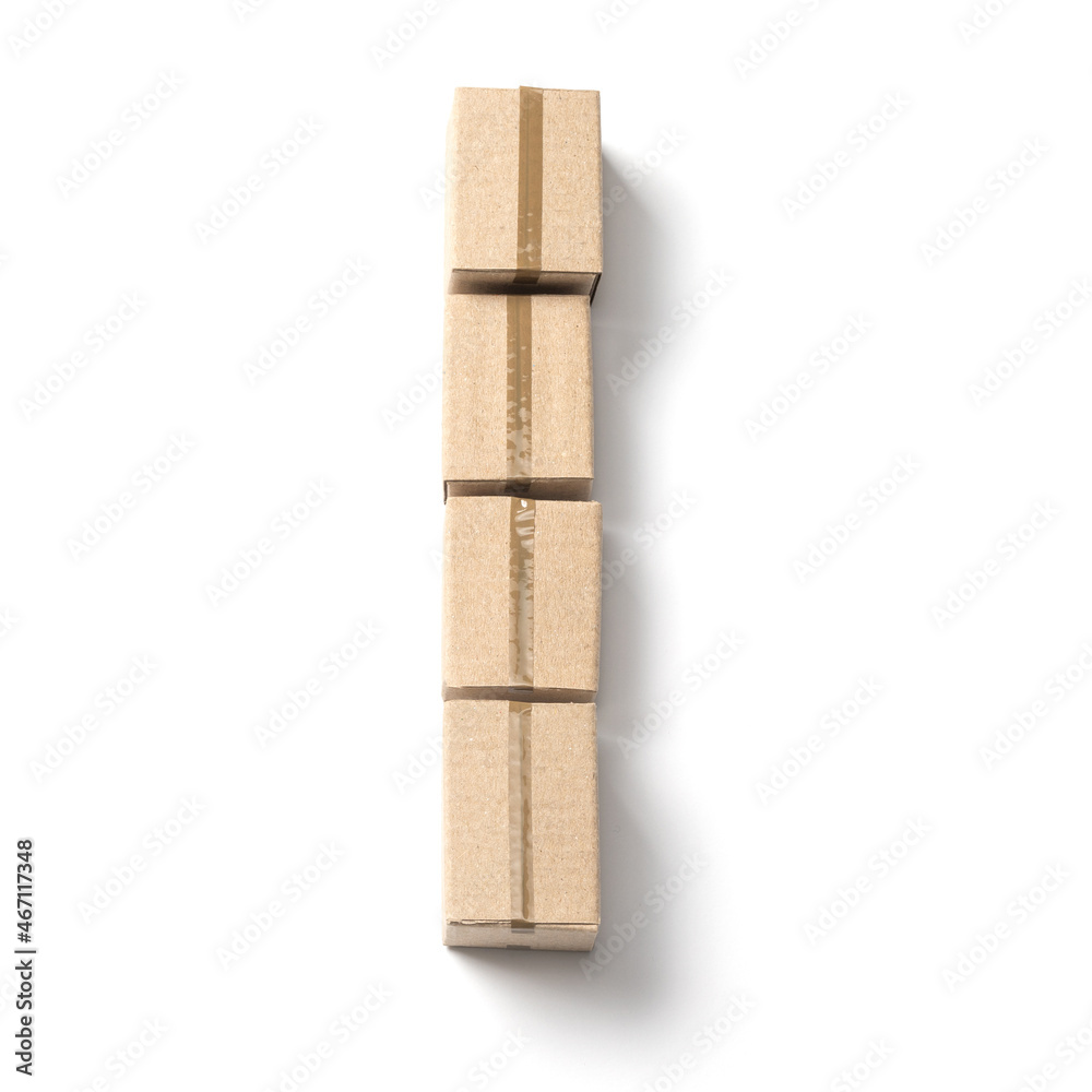Letter I. Alphabet from cardboard boxes for delivery isolated on white background Letter I. Alphabet from cardboard boxes for delivery isolated on white background