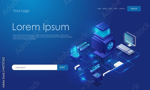 computer server technology processor isometric illustration