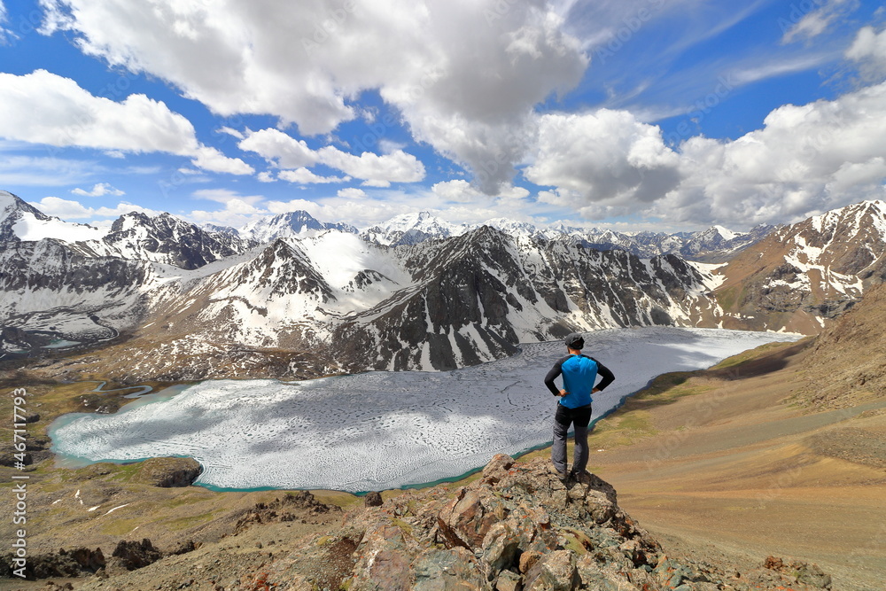 View over Alakol lake in Kyrgyzstan