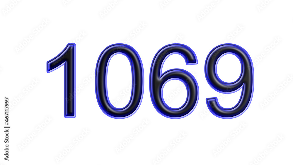 blue 1069 number 3d effect white background blue 1069 number 3d effect white background