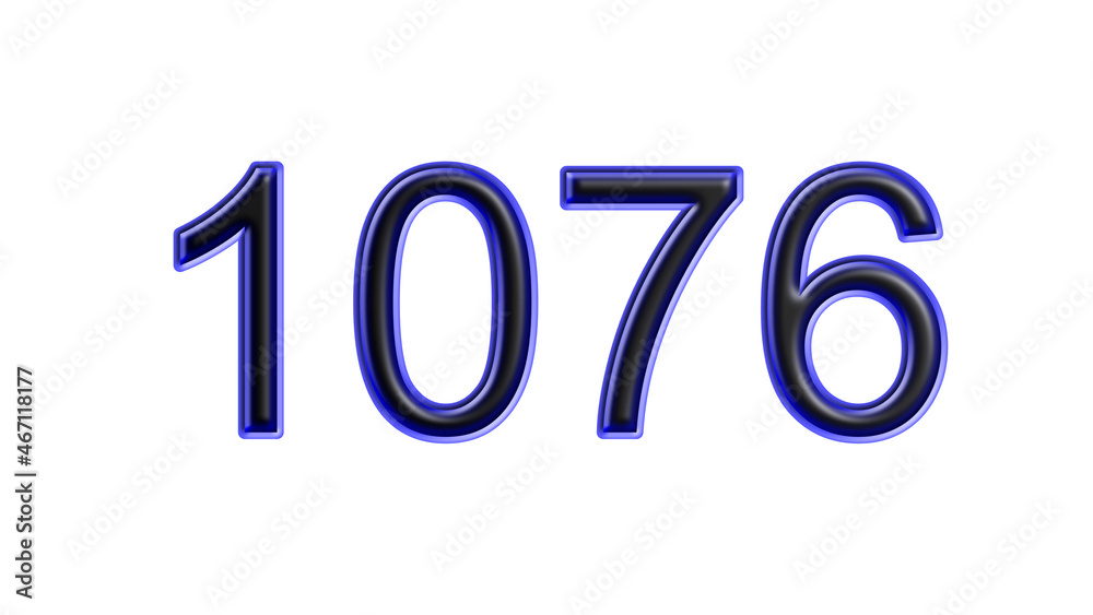 blue 1076 number 3d effect white background blue 1076 number 3d effect white background