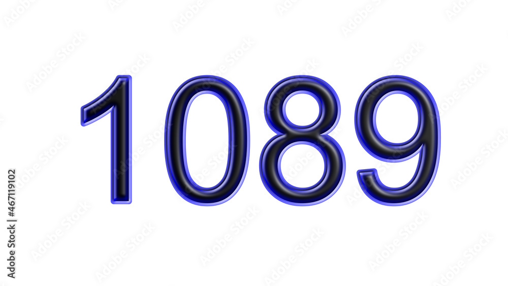 blue 1089 number 3d effect white background blue 1089 number 3d effect white background