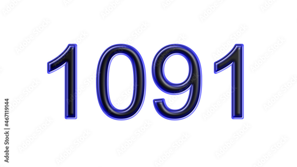 blue 1091 number 3d effect white background blue 1091 number 3d effect white background