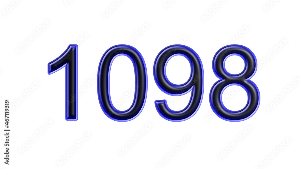 blue 1098 number 3d effect white background blue 1098 number 3d effect white background