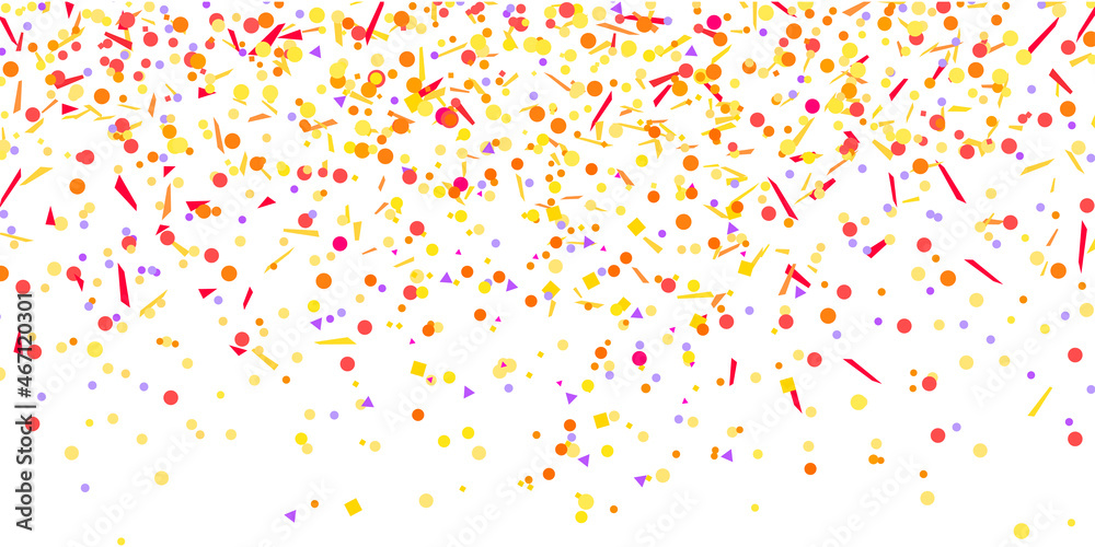 Confetti. Bright pattern with multicolored elements on white background. Texture with glitters for design. Greeting cards. Print for flyers,banners, t-shirts and textiles. Doodle for design