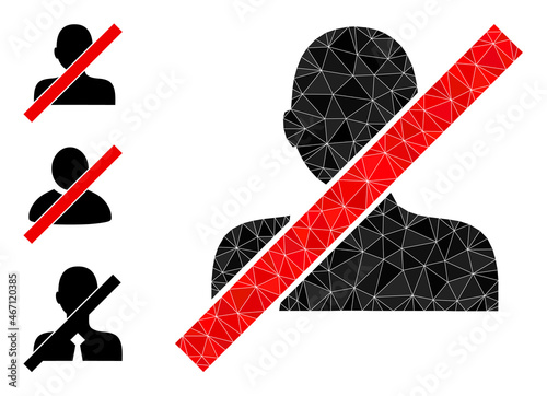 lowpoly closed man icon, and other icons. Polygonal closed man vector is combined of randomized triangles. Flat geometric lowpoly symbol designed by closed man icon.