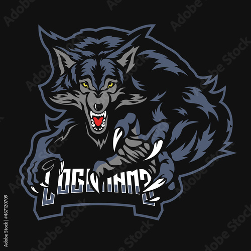 man wolf mascot logo illustration