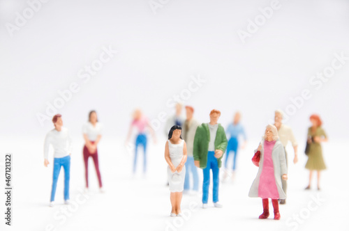miniature figurines of a people crowd  social media and social networking concept