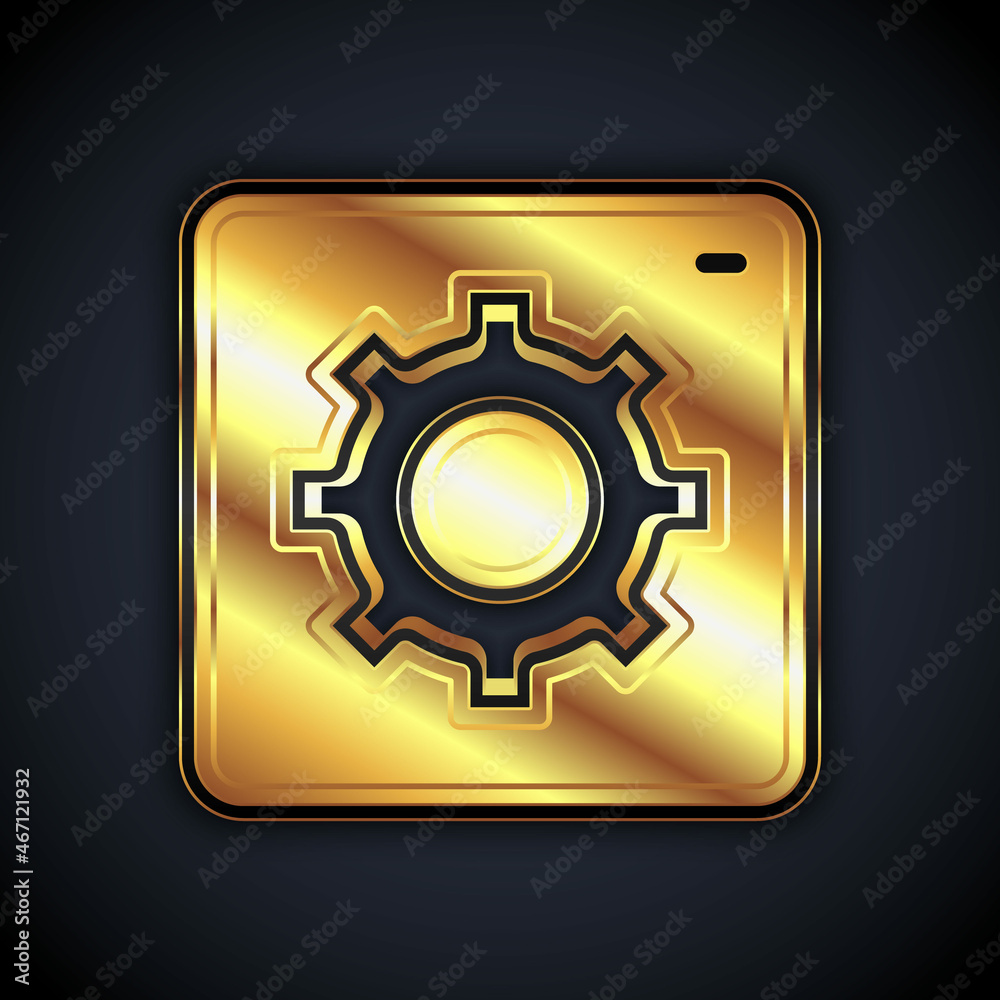 Gold Setting icon isolated on black background. Tools, service, cog, gear, cogwheel sign. Vector Gold Setting icon isolated on black background. Tools, service, cog, gear, cogwheel sign. Vector
