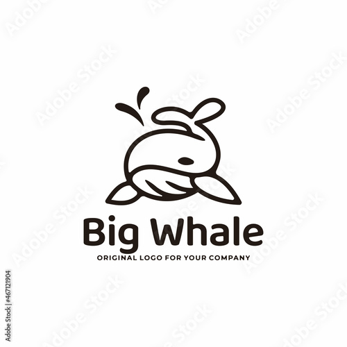 Creative unique big whale logo design template.