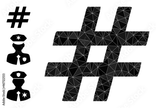Low-poly jail icon, and similar icons. Polygonal jail vector is designed with random triangles. Flat geometric 2d modeling abstraction is created from jail icon.