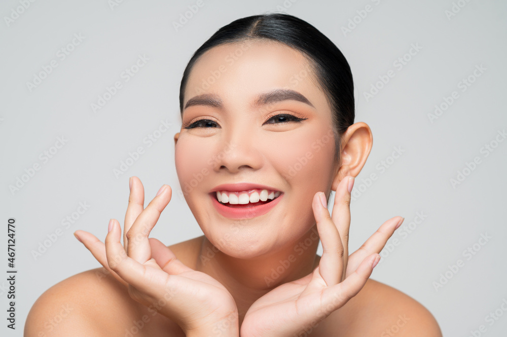 Portrait of Beautiful Asian woman skin care healthy hair and skin close up face beauty Portrait of Beautiful Asian woman skin care healthy hair and skin close up face beauty