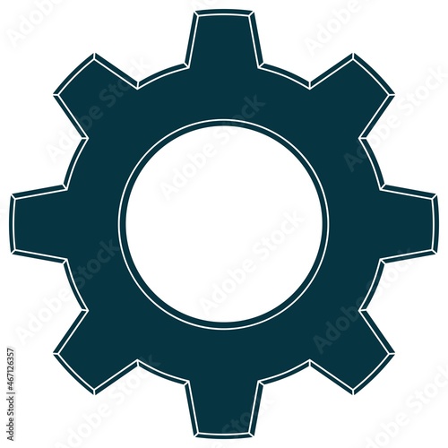Zahnrad Symbol in schwarz als vektor. Isolierter weißer Hintergrund.