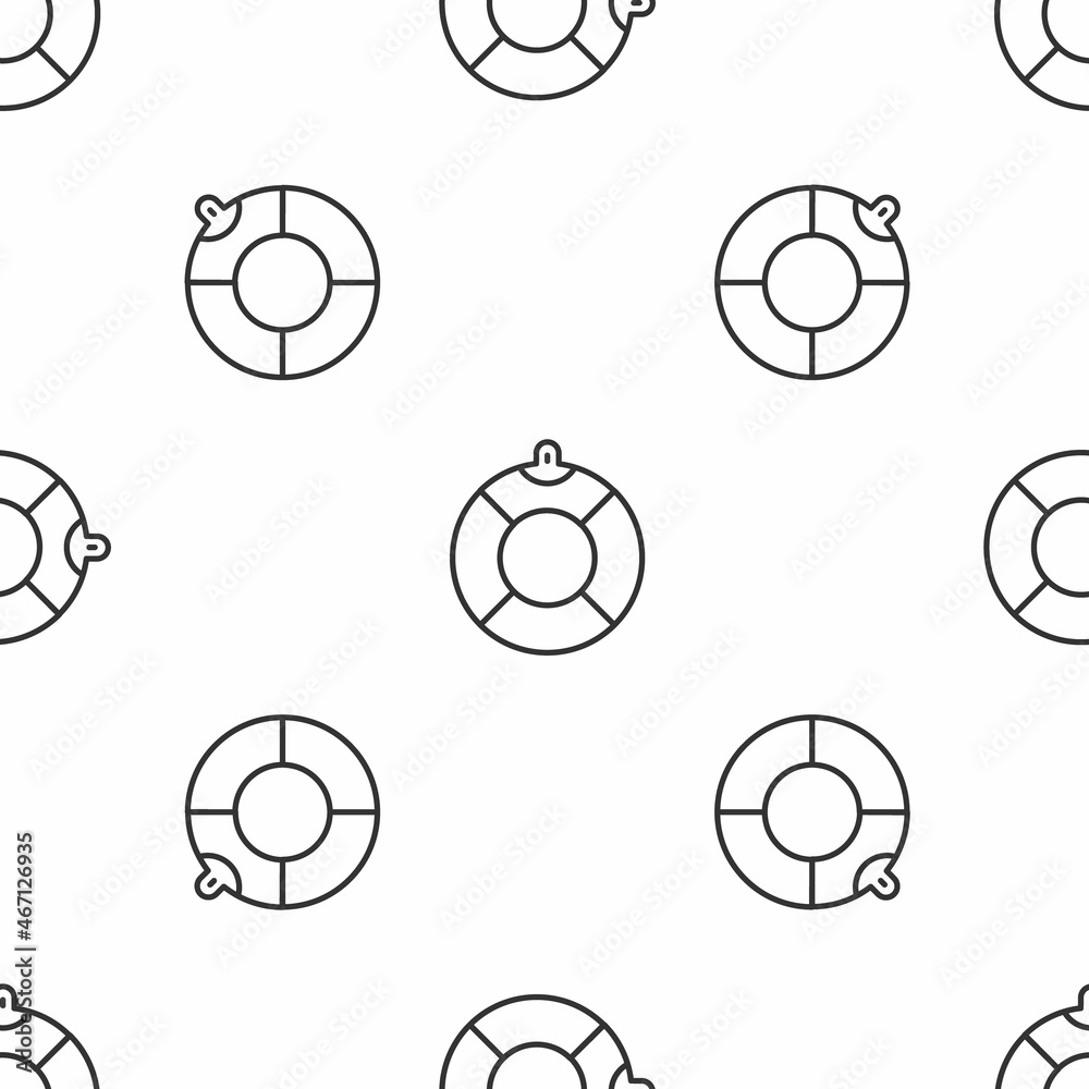 Grey line Lifebuoy icon isolated seamless pattern on white background. Lifebelt symbol. Vector Grey line Lifebuoy icon isolated seamless pattern on white background. Lifebelt symbol. Vector