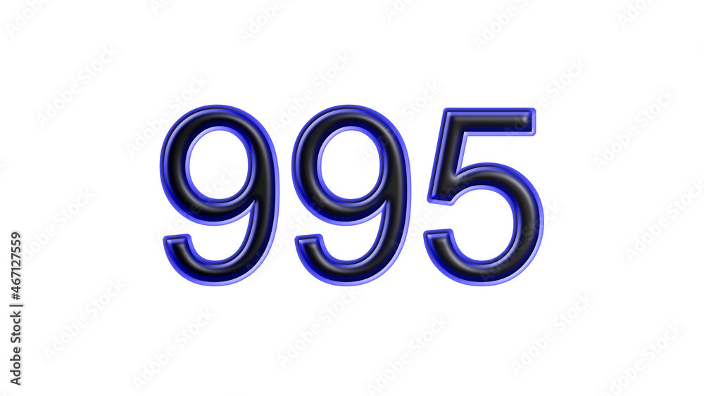 blue 995 number 3d effect white background blue 995 number 3d effect white background