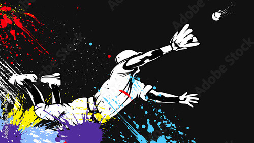Baseball player. Baseball cap. Hitter swinging with bat. Abstract isolated vector silhouette. Iink drawing