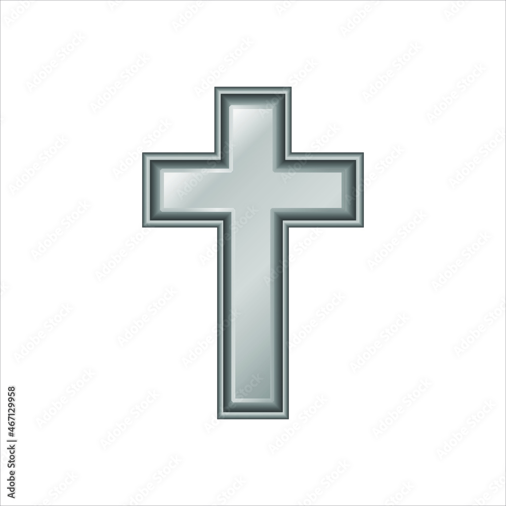 Monochrome Christian cross. Realistic vector illustration  isolated on white background
