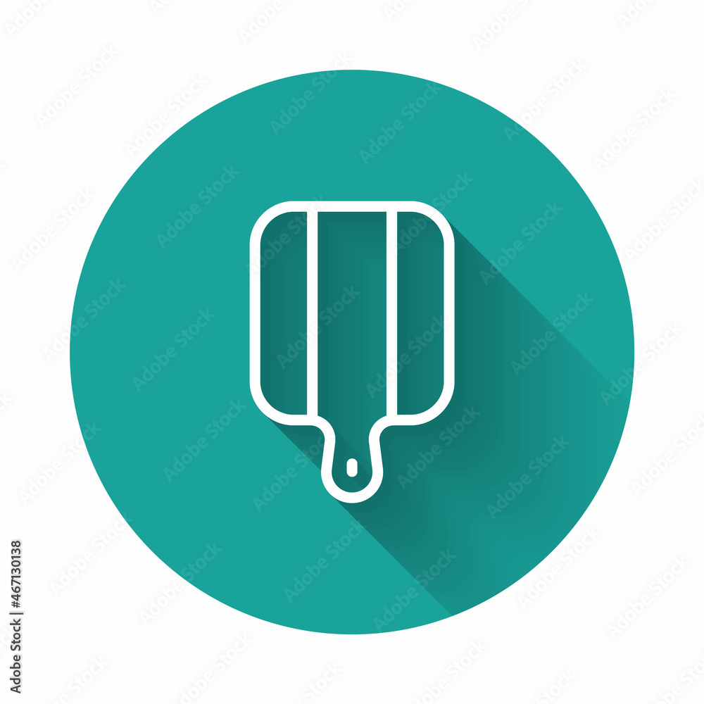 White line Cutting board icon isolated with long shadow background. Chopping Board symbol. Green circle button. Vector White line Cutting board icon isolated with long shadow background. Chopping Board symbol. Green circle button. Vector