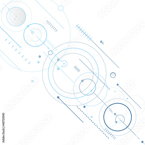 Abstract background with overlapping circles and dots. Chaotic motion.