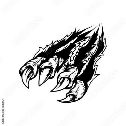 Monster claws scratching background. For poster, t shirt, decoration. Vector illustration