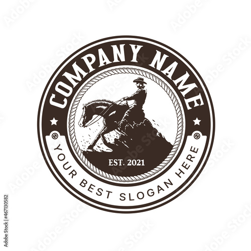 Reining Horse equestrian logo template photo