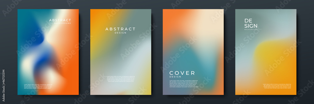 Blurred vivid vibrant backgrounds set with modern abstract blurred color gradient patterns. Smooth templates collection for brochures, posters, banners, flyers and cards. Vector illustration. - obrazy, fototapety, plakaty 