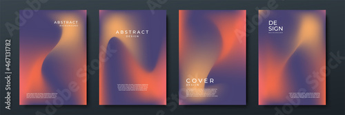 Blurred backgrounds set with modern abstract blurred color gradient patterns. Smooth templates collection for brochures, posters, banners, flyers and cards. Vector illustration.