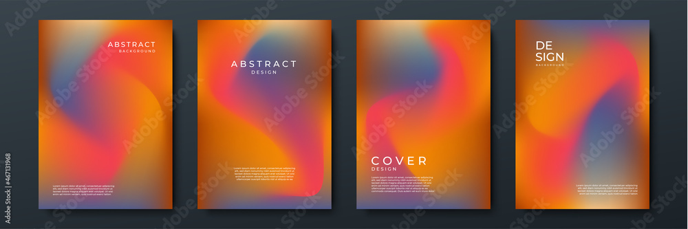 Fototapeta premium Blurred vivid vibrant gradient color backgrounds set with modern abstract blurred color gradient patterns. Templates collection for brochures, posters, banners, flyers and cards. Vector illustration.