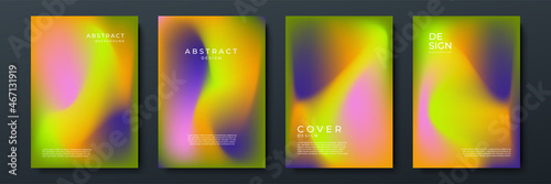 Blurred vivid vibrant gradient color backgrounds set with modern abstract blurred color gradient patterns. Templates collection for brochures, posters, banners, flyers and cards. Vector illustration.