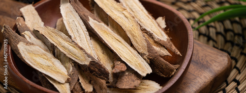 Chinese herbal medicine Astragalus root. photo