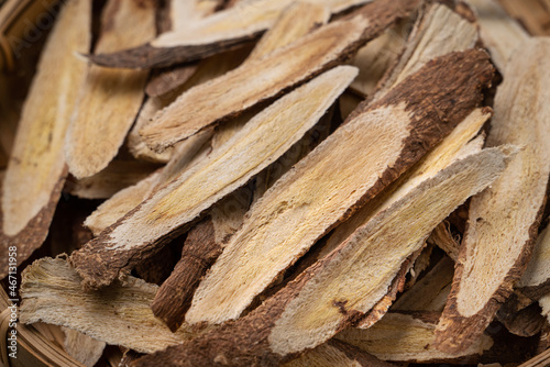 Chinese herbal medicine Astragalus root. photo