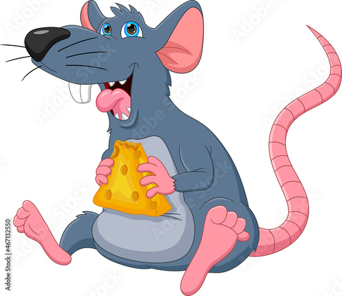 cartoon cute mouse holding cheese
