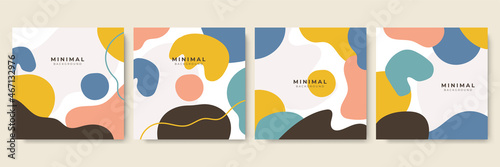 Trendy abstract square art templates with floral and geometric elements. Tan, nude champagne, peach, pink, brown, beige, Design for social media post, mobile apps\, banner design and web/internet ad.