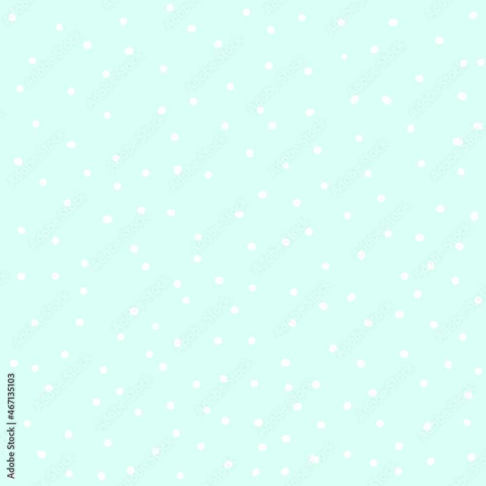 Christmas pattern. White snow on light blue background. Tamplate for greeting christmas cards, posters, stickers and seasonal design