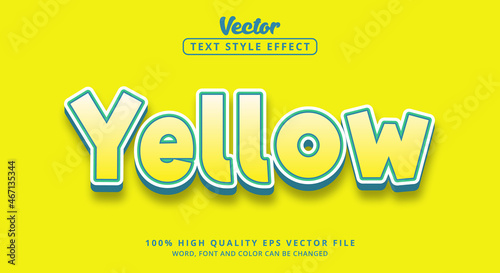 Editable text effect, Yellow text on modern soft light color style