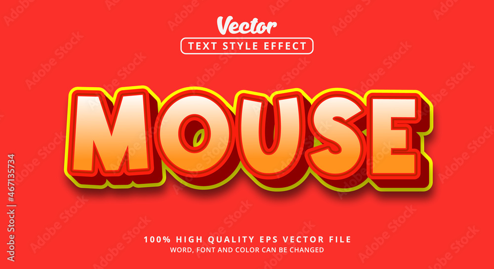Editable text effect, Mouse text on modern soft light color style