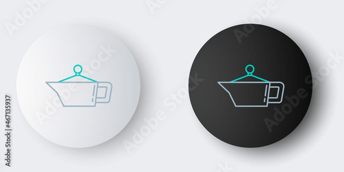 Line Canister for motor machine oil icon isolated on grey background. Oil gallon. Oil change service and repair. Colorful outline concept. Vector