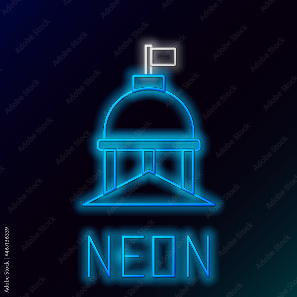 Glowing neon line White House icon isolated on black background. Washington DC. Colorful outline concept. Vector Glowing neon line White House icon isolated on black background. Washington DC. Colorful outline concept. Vector