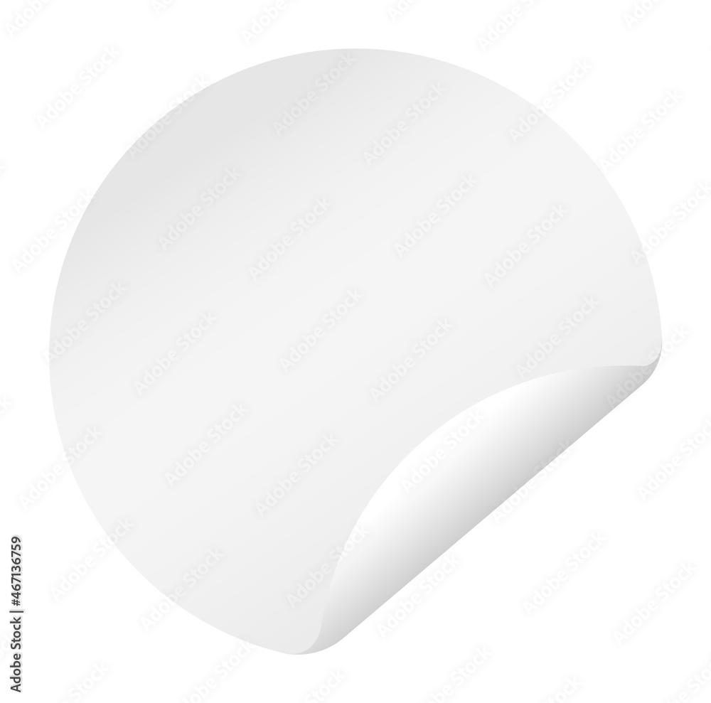 Empty sticker with peeling corner. Curled paper note Empty sticker with peeling corner. Curled paper note