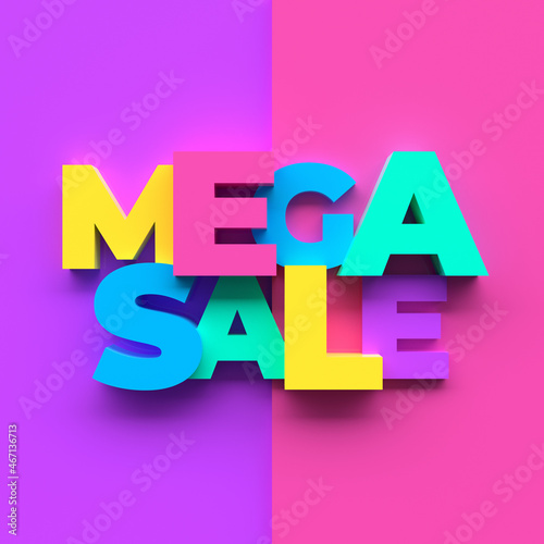 Mega Sale Colorful Banner 3D illustration