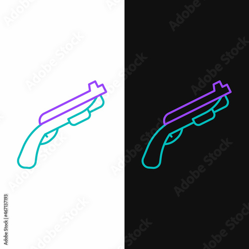 Line Police shotgun icon isolated on white and black background. Hunting shotgun. Colorful outline concept. Vector