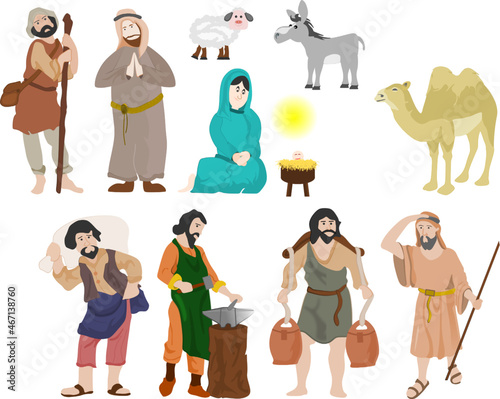 Grupo de pastores y figuras para belén de navidad