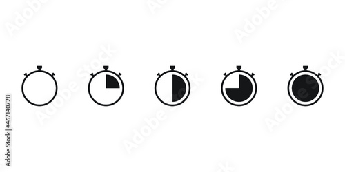 Time Clock Stopwatch Icon vector Line on white background image for web, presentation, logo, Icon Symbol. 